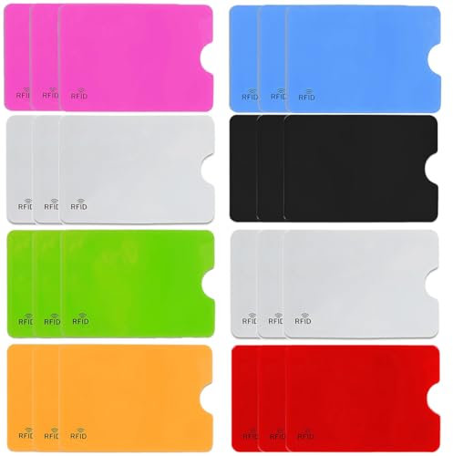 COYUN 24Pcs Scheckkartenhülle, RFID-blockierende Hüllen Kreditkartenhülle RFID-Blocker-Kartenhüllen bunt RFID-Kartenhalter RFID-Kartenschutz Diebstahlsichere Kreditkarten-Geldbörsen für Damen Herren