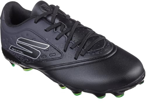 Skechers herr rakhyvel guld fasta mark fotbollsskor, Svart/silver, 45 EU