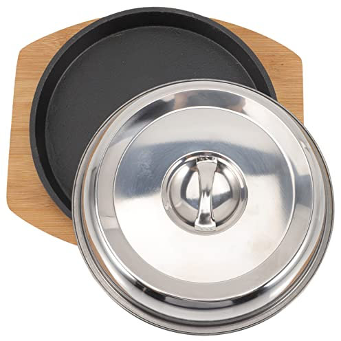 Cabilock Padella Teppanyaki in Acciaio Inox Con Vassoio Riutilizzabile Padella Antiaderente Per Arrosti Perfetta Per Bistecche E Barbecue