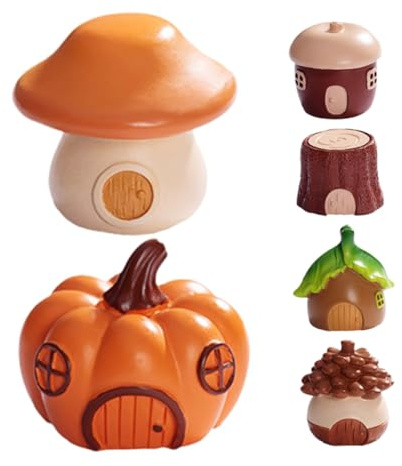 Kisangel 6pcs Miniature Fairy Cottage House Garden Ornament Micro Landscape Decoration Ornaments