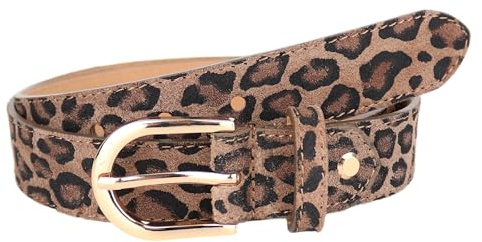 MIRROSI Ledergürtel Damen Herren Gürtel, Made in Italy, 3cm breit (Leo Coffee (Goldene Schnalle), 100cm)