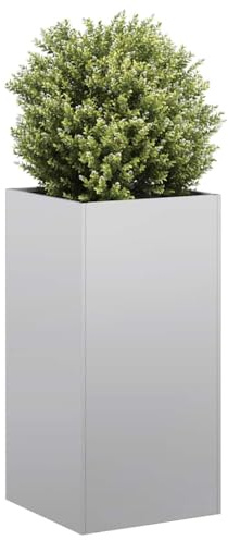 HaoChrymec Maceta de Acero Galvanizado, Jardineras de Exterior, Huerto Urbano, Macetas para Balcón, 40x40x80 cm