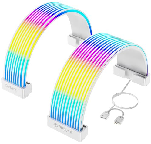 Sirlyr RGB LED Strips for PSU Cables - ARGB Lighting Sleeves for Power Supply Cable Extensions, Flexible PC Case Light Kit for GPU & Motherboard Wires （8 pin PCIE/12VHPWR,24 Pin ATX）
