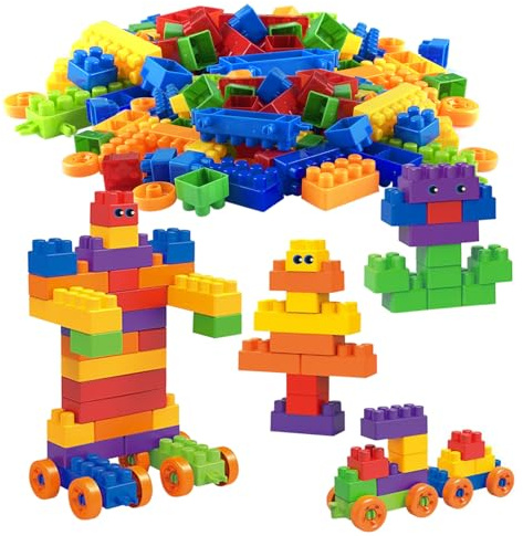 qimeyu Brique de Construction Enfant,Briques de Construction Compatible,140 Blocs de Construction Classiques pour Enfants,Jeu de Briques de Construction