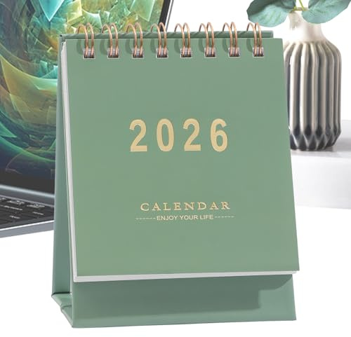 Tischkalender 2025-2026, Dekorativer Schreibtischkalender für tägliche Planung, Termine Aufgaben, für Büro, Zuhause und Studium, erhältlich in Grün Schwarz, 18 Monate, Größe 12x7.6x6cm