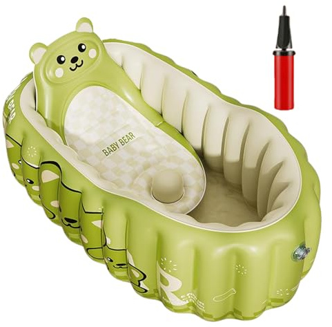 CGACCSD Aufblasbare Babybadewanne – aufblasbare Babybadewanne für Kleinkinder – rutschfester Duschsitz mit Pumpe für Badezimmer Haus Urlaub Baden Camping