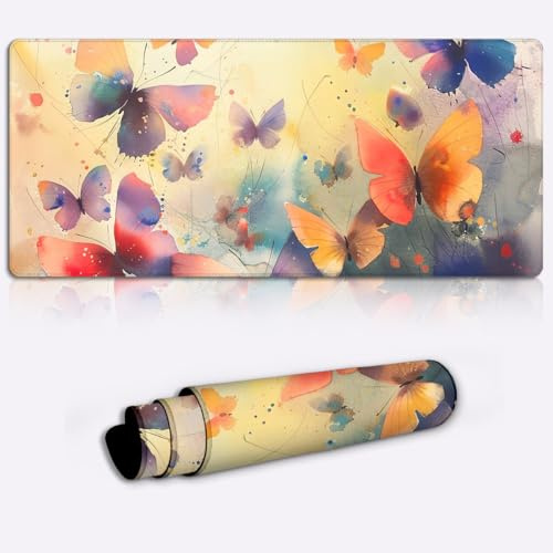 colorful butterfly art Gaming Mouse Pad Non-Slip Rubber Base Pad Office Home Novelty Printed Desk Accessory Laptop Desktop Printed Art Ergonomic 600 * 350 * 4mm