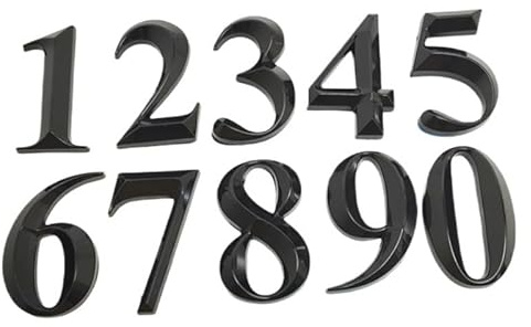 OJHFJMGH Hausnummernschilder, 5 cm Schwarze Hausnummer aus Kunststoff, 0 bis 9, Türnummer, Türschild, Schubladenschild, Überzug, Hotel, Home, Aufkleber, Adresstür(2)