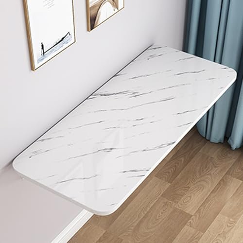 Klappbarer Wandtisch, weißes Steinmuster, 40 x 30 cm, platzsparender Schreibtisch für Küche, Garage, Büro, Zuhause, Werkstatt, Bar und Esszimmer