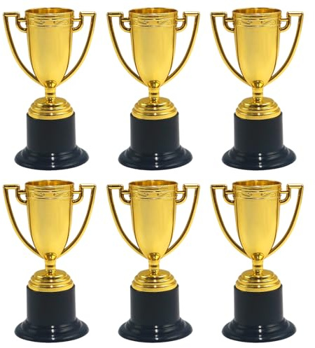 KbouZgxa 6 Stück Pokale Trophäen, Pokal Klein, Mini Pokal Set, Gold Pokale Für Sportveranstaltungen Und Anerkennung, Kompakte Auszeichnungen Für Erfolge In Verschiedenen Disziplinen