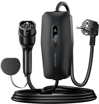 VDLPOWERVP Cavo Ricarica Auto Elettrica Tipo 2 Schuko 3,68kW 16A 10m Colonnina Ricarica Auto Elettrica Wallbox Portatile Extra Lungo IP65 Compatibile Model 3/Y Zoe Spring
