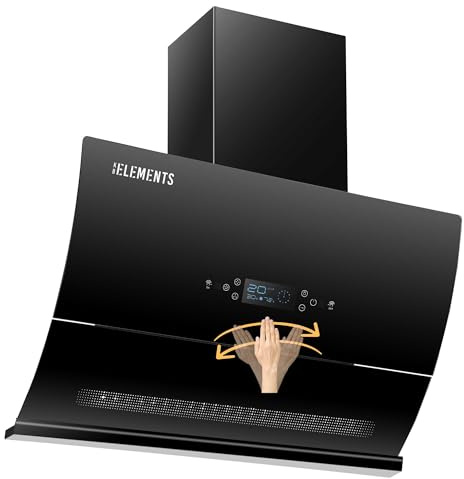 KB ELEMENTS Dunstabzugshaube 60cm, Umluft/Abluft Dunstabzugshaube mit 650m³/h starke Saugleistung, Touch-Gestensteuerung, Selbstreinigungsfunktion, Multifunktionales Touch Display, Abluft, Umluft