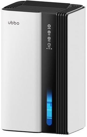 UBBO 95oz Dehumidifiers for Home, 1000 Sq.Ft Dehumidifier with Drain Hose - Auto Shut Off, Timer, Sleep Mode & Drain Hose - 7 Color Light for Bedroom, Bathroom, RV - White