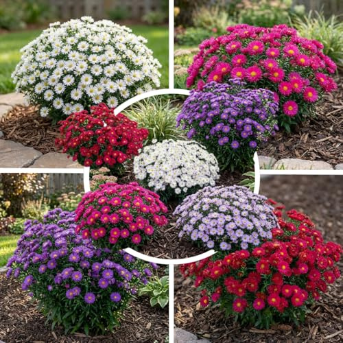 FLORIUM Astern Kollektion (10 wurzelnackte Pflanzen), Mix aus 5 Sorten, 2 von jeder Farbe, winterhart und mehrjährig, Stauden aus Holland, Farben weiß-rot-rosa-violett