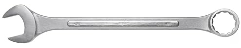 MJW Ringschlüssel 48 mm - Maul-Ringschlüssel aus CrV Stahl, DIN 3113 15° abgewinkelter Ring & Gabel ergonomischer Griff Werkzeug für Werkstatt