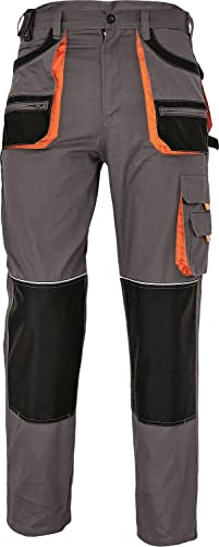 Stenso des-Emerton - Pantaloni da Lavoro - Uomo - Pantaloni Protettivi - Slim Fit - Grigio/Nero/Arancione - 60