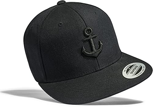 Baddery Outdoor Flexfit Snapback Cap - „Anker“ - 3D Stick | Maritime Kappe für Herren & Damen - Geschenk für Segler