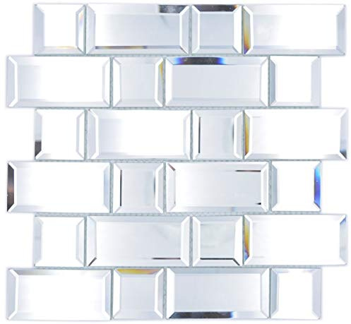 Glasmosaik Mosaikfliesen silber Spiegelmosaik Fliesenspiegel Küche Dusche Bad