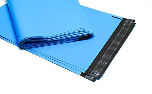 100 Farbige Folien-Versandtaschen - Bunte Klappenbeutel mit Selbstklebeverschluß, unbedruckt, LDPE, recycelbar Format 300 x 410, Farbe hellblau