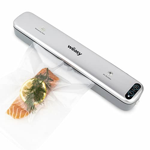 Wëasy SIL85 Envasadora Al Vacío Para Alimentos Secos y Húmedos, Uso Doméstico, 85 W, Bandeja de Selladura 30 Cm, Selladura Instantánea 10 Segundos, Incluye 10 Bolsas, Acero Inoxidable, Gris