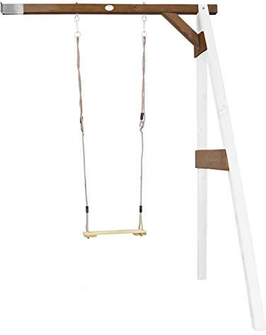 AXI Single wooden swing in brown & white | Wall-mounted swing set for children with wooden swing seat | Swing set only on wall for garden/outdoors