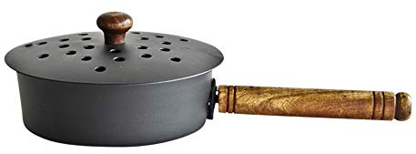 Bitto Braciere per Incenso Sultan Metallo con Manico in Legno, Lunghezza: 26, Altezza: 7,5 cm, Ø 13 cm