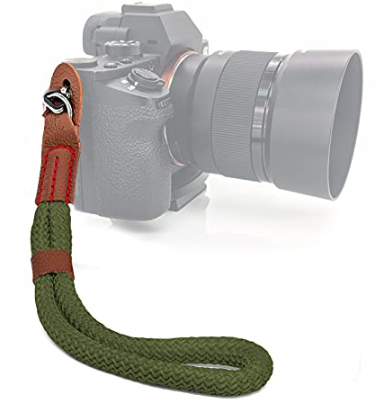 MyGadget Cinghia da Polso per Fotocamera - Cinturino Macchina Fotografica - Laccetto Impugnatura a Mano Regolabile per Canon, Nikon, Sony, Fujifilm, Olympus - Verde