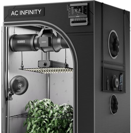 AC Infinity AI Grow System 2x2 1-Plant Kit 60x60x180cm, Self-Learning AI Controller Dynamic Airflow & LM301H EVO LED Lighting Control 2000D Mylar Tent, Lab-Tested Reflectivity Largest Zippered Window