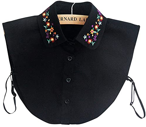 LoudSung Abnehmbare Halbhemdbluse mit falschem Kragen, Klassische Stickerei mit falschem Kragen, Stickerei-Designs für Frauen und Mädchen