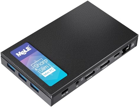 MeLE Quieter 3C Mini PC sans Ventilateur N5105/N5100, Petit Ordinateur Portable, LPDDR4, Win11, HDMI 4K, Wi-FI 5, Gigabit Ethernet, BT 5.1, USB 3.2 * 3, Type-C, SSD, Montage VESA (8G/256G)