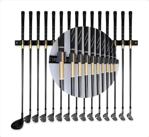Jintech Golfschläger-Wandhalterung, 16 Schläger-Kleiderbügel, Aluminiumständer, schwarz, alle Kopfhöhe, 91,4 cm B x 2,5 cm T x 2,5 cm H