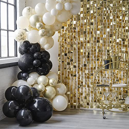 Ginger Ray Kit de arco de globos de color negro, nude y dorado champán, para fiestas, bodas, aniversarios, jubilaciones, decoraciones de graduación, Año Nuevo, 75 piezas