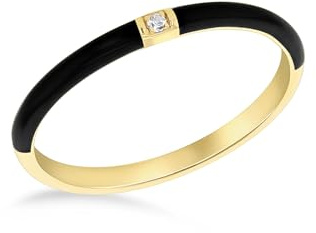 CARISSIMA dam ringar, 9 karat gult guld svart emalj med diamant mini bandring