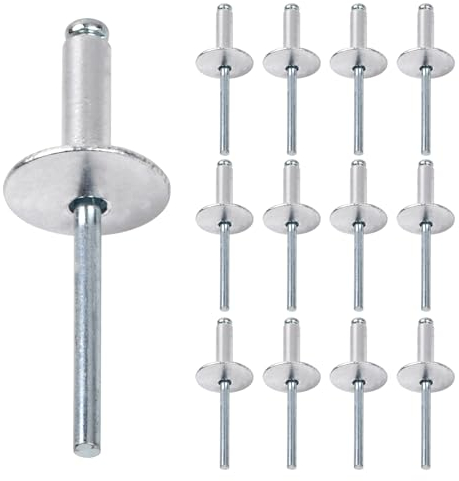 50 Pezzi Rivetto Pop Cieco con Testa a Cupola in Alluminio Rivetti Ciechi in Alluminio con Flangia Grande, per Lamiera, Lavorazione Del Legno, Industriale (4,8 * 10 * 16 mm)