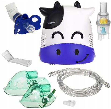 ProMedix PR-810 Inhalator Inhaliergerät Set für Kinder und Erwachsene Vernebler Inhalation (Kuh) inkl. Schnuller für Kinder