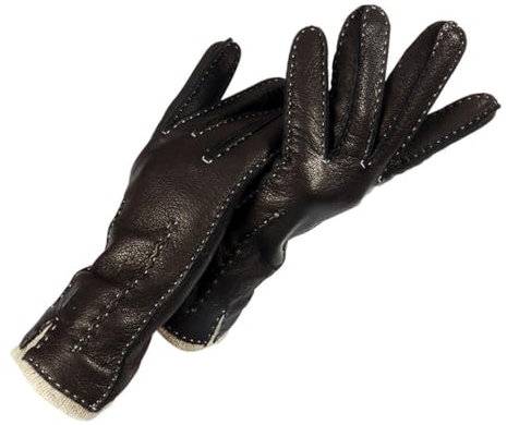 Haitpant Herbst Winter Damen Lederhandschuhe Schwarz Warme Wellhandschuhe 70% Wolle Weiches Futter Warmer Fäustling, Aa, 7