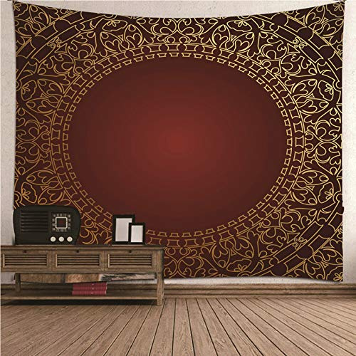 CEVAN Wandteppich Dicker Stoff Psychodelic Wandtuch Kreisförmiges Muster 3D Wandteppich Wanddekoration Orient Kunst Dekorationen Decke Wandbehang Stoff Rot Gelb 200x150cm