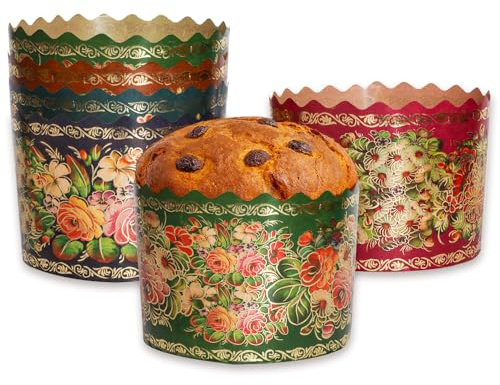 12 oz Easter Bread Baking Paper Molds | 12 Pack | Non-Stick Kulich Paska Mold Easter Bread Forms Panettone Paper Baking Molds
