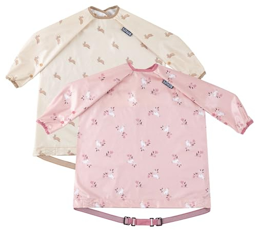 BIBaDO Long Sleeve Baby Bibs - Coverall Weaning Bib with Highchair Strap