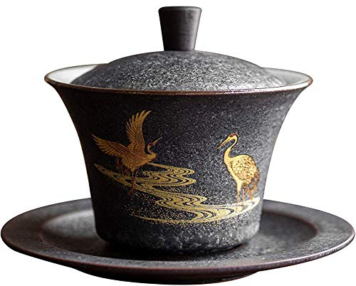 CTRSM Chinesische Teetassen, Chinesische traditionelle Gaiwan, Kung Fu Teeschale, chinesische Keramik Gaiwan Teetasse handgemachte Terrine chinesische Kung Fu Tee-Set Trinkgeschirr Dekor