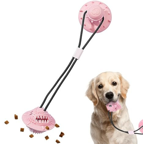 Mihauuke Suction Cup Dog Toy Tug of War, Rope Ball Dog Toy, Interactive Puppy Toy, Food Lick Rope and Ball Chew Toy, Suction Cup Pull Toy, Training Device, Treat Dispenser for