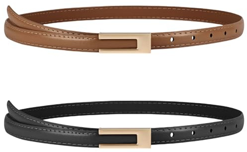 flintronic Ledergürtel Damen, Verstellbarer Schmaler Taillengürtel für Damen, Dünner Gürtel, Skinny Retro Taillengürtel, Klassisch Damengürtel für Kleider Hosen Jeans