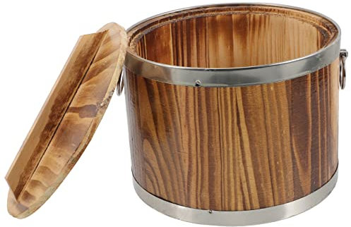 MAGICLULU Wooden Food Storage Bucket Lid for Kitchen Capacity for Storing Sushi Rice Bread in Dining