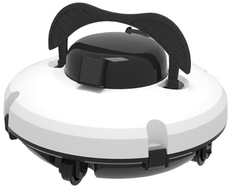 Poolroboter, Boden und Wand, Wasserleitung, kabelloser Poolstaubsauger, 120 Minuten Reinigung, Klettern der Wände, zwei leistungsstarke Sauganschlüsse, 4 kg, ultraleicht, ideal für Enterr Pools (weiß)