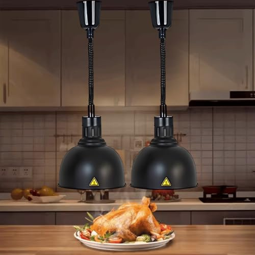 Aocay Lampada Riscaldante per Alimenti, 60-180cm Altezza Regolabile | Sospeso Lampade Scaldavivande Cucina 19 cm/25 cm, Lampade Riscaldanti per Cucina, Ristoranti, Hotel a Buffet