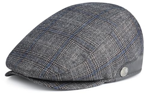 Superora Herren Schiebermütze,Retro 1920er Stil,Warm Herbst/Winter Barett | mit Ohrenklappen,Einfarbig/Karo/Rauten/Fischgräten muster, Schlicht und edel, Mischgewebe Pflegeleicht