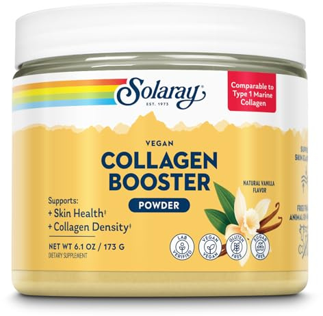 SOLARAY Vegane Kollagenverstärkung – Alternative zu Meereskollagen Typ 1 in Pulverform – Hautgesundheit und Unterstützung der Kollagendichte – glutenfrei, zuckerfrei, laborgeprüft, 25