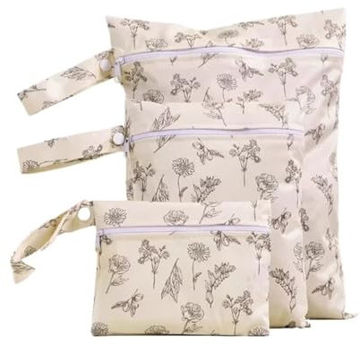 GIJMZY Windeltaschen Nasstaschen 3PCS Stoff Wasserdicht Nass Trocken Tasche Tragbare Windel Tasche Sanitär Lagerung Tasche(Color-13)