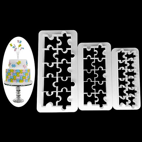 3 Pcs Plastic Jigsaw Cake Mold Chocolate Cookie Cutter Fondant Decoration Tool