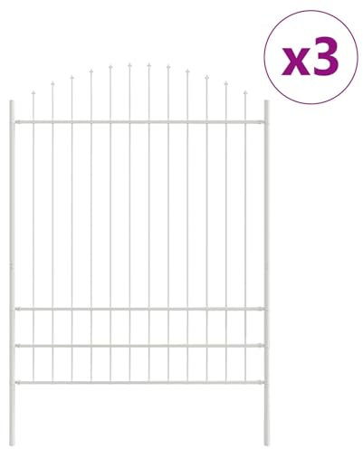 vidaXL Clôture de Jardin avec Un Sommet en Arc Blanc de 5,1 x 2 m en Acier